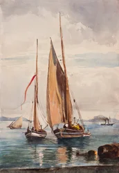 Barche da pesca e piroscafo, con aggiunte del Principe Alfonso Maria di Borbone (1841-1934)